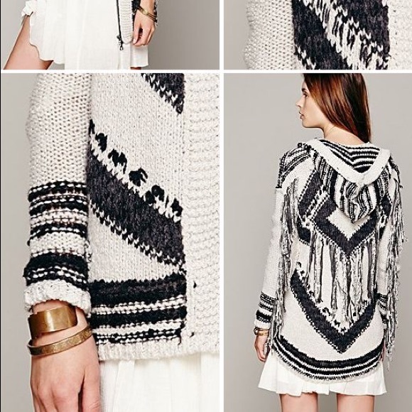 Free People Geo Fringe Sweater Jacket Cardigan S - Picture 7 of 7